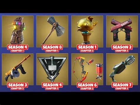 Fortnite Evolution Of All Mythic Weapons And Items Season 1 To Season 17
