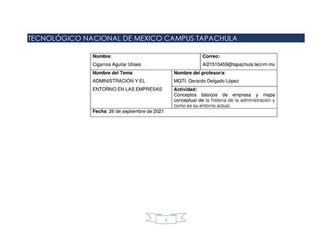 Mapa Conceptual TECNOLÓGICO NACIONAL DE MEXICO CAMPUS TAPACHULA