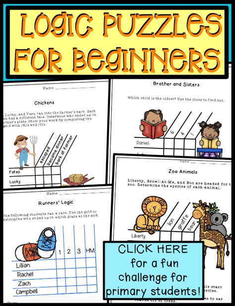 Logic Puzzles First Grade Brain Teasers Critical Thinking