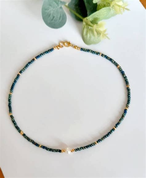 Bead And Pearl Necklace Seafoam Green Blue Smokey Topaz Or Etsy UK
