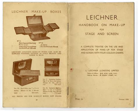 Visual Telling Of Stories Leichners Catalogue 1938 Make Up For Stage And Screen Makeup