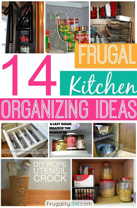 Some ideas to consider other considerations for organizing kitchen cabinets and drawers. 14 Frugal Kitchen Organizing Ideas