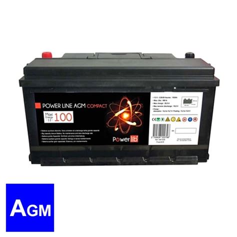 Batterie Auxiliaire Power Line Agm 100 Ampères Compact Powerlib