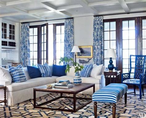A Cobalt Blue And Cream Geometric Rug Adds Energy And Pulls Together