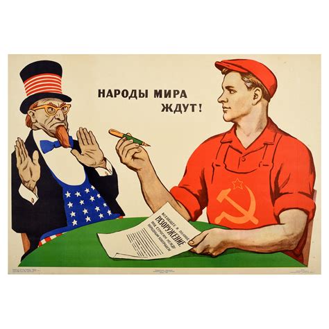 Original Vintage Poster Aus Dem Kalten Krieg „disarmament Agreement Usa Ussr“ Propaganda Kunst