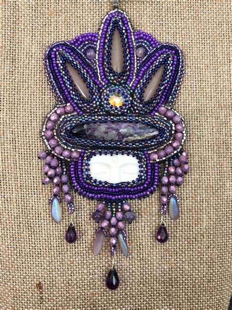 radiant mind bead embroidered charoite pendant etsy