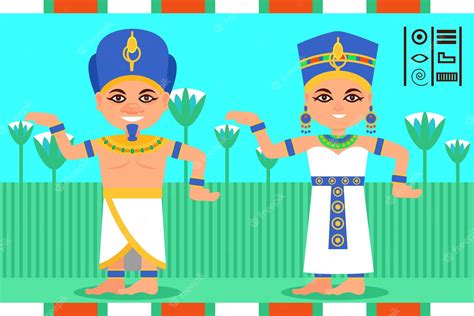 Premium Vector Egyptian Man And Woman In Dancing Action Pharaoh And