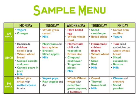 You can plan a menu which includes a large, healthy breakfast. 8 Best Printable Menus Daycares - printablee.com