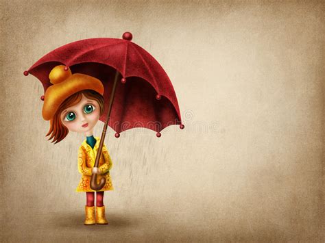 Petite Fille Avec Le Parapluie Illustration Stock Illustration Du