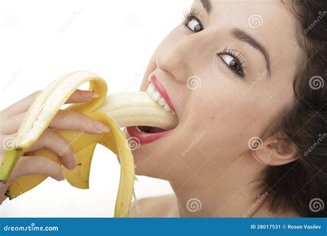 Beautiful Woman Eating Banana Stock Image Image 28017531