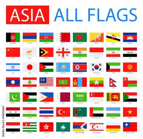 Vektorová Grafika „flags Of Asia Full Vector Collection Vector Set