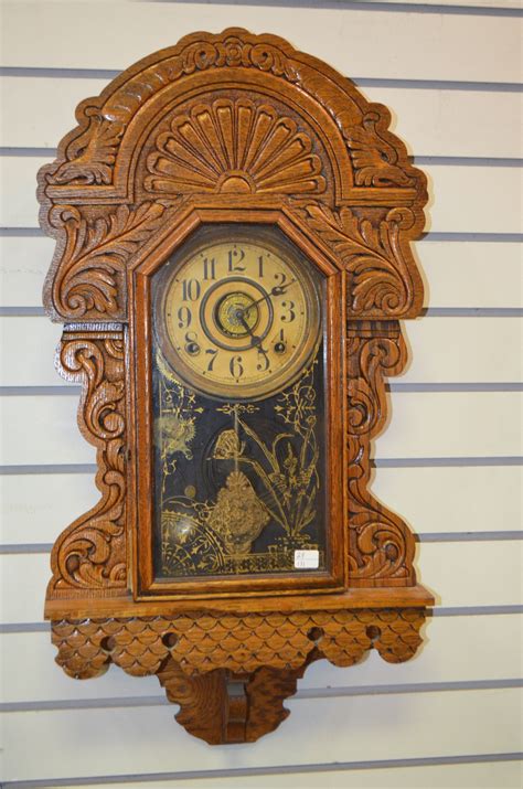 Antique Oak Sessions Hanging Kitchen Clock