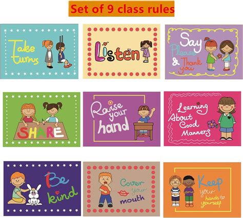 Santsun 9 Good Habits Polite Class Rules Teacher Classroom Signs