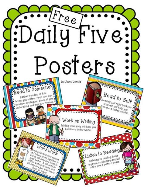 Free Printable Daily Five Posters Facit Coloring Templates