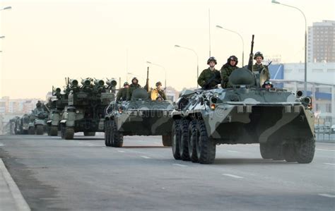 Russian Army Military Vehicles In Downtown Moscow Editorial Photography