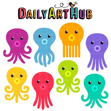 Colorful Octopus Clip Art Set Daily Art Hub Free Clip Art Everyday