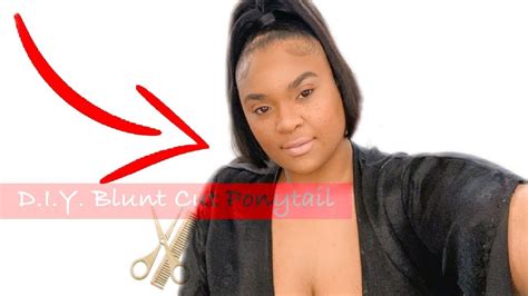 Blunt cut ponytail with bang. No Heat SLEEK Short Blunt Cut Ponytail - YouTube