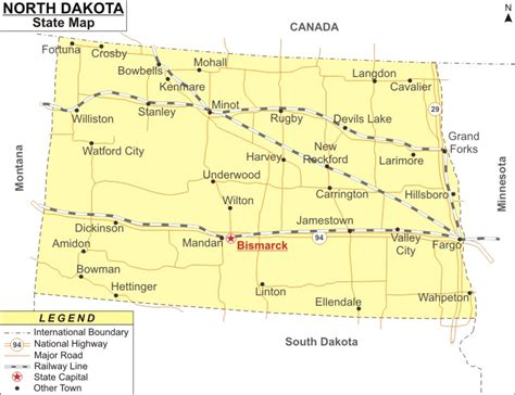 North Dakota Map Map Of North Dakota State Usa Nd Map