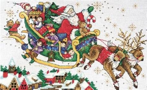 santa s sleigh cross stitch kit cross stitch cross stitch beginner santa sleigh