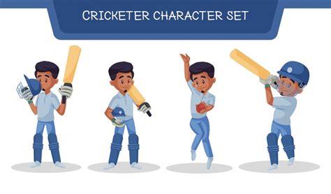 Premium Vector Illustration Of Cricketer Character Set