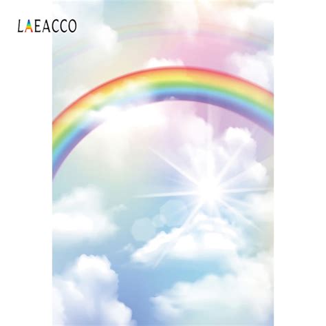 Laeacco Sky White Clouds Rainbow Shine Dreamy Baby Photography