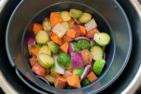 I love how brussels sprouts taste when roasted and i wanted to do a air fryer comparison. Roasted Brussels Sprouts and Sweet Potatoes (Air Fryer or Oven)