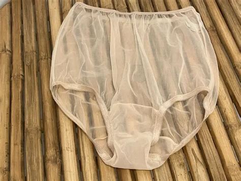 Vintage Granny Nylon Sissy Sheer Beige Plus Size Panties Secrets In Lace 3x 925 Picclick