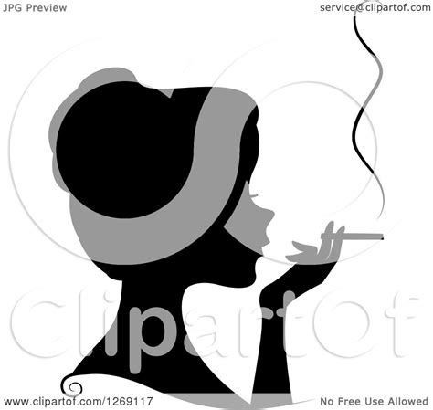 Clipart Of A Silhouetted Black Womans Face And Hand With
