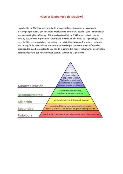 ¿qué Es La Pirámide De Maslow La Pirámide De Maslow O Jerarquía De
