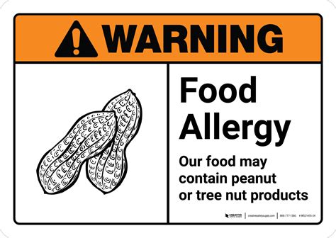 Warning Food Allergy Our Food May Contain Peanut Tree Nut Products