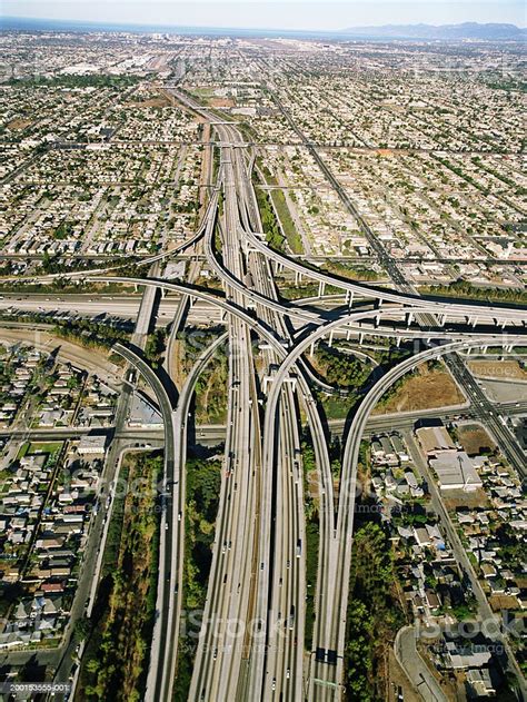 Usa California Los Angeles Aerial View Of 105 And 405 Freeways Stock