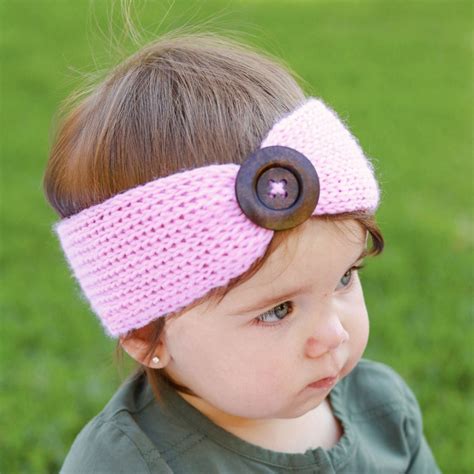 Girls Kids Knit Crochet Turban Headband Button Headbands Hair