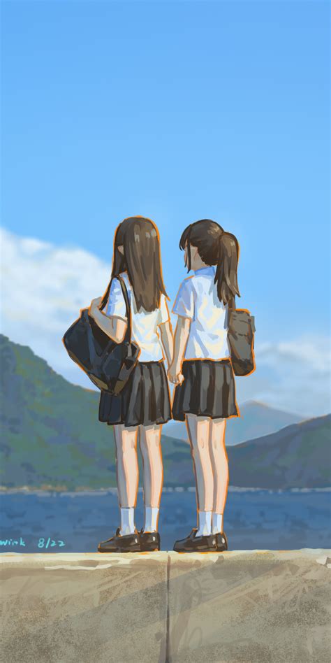 1440x2880 Anime Girl Hd Friendship Art 1440x2880 Resolution Wallpaper