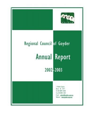 Annual Report Regional Council Of Goyder Sagovau
