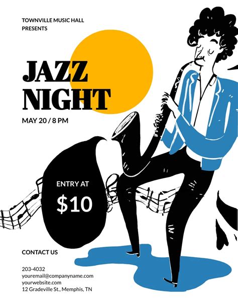 Jazz Concert Flyer Template Free  Illustrator Word Apple Pages