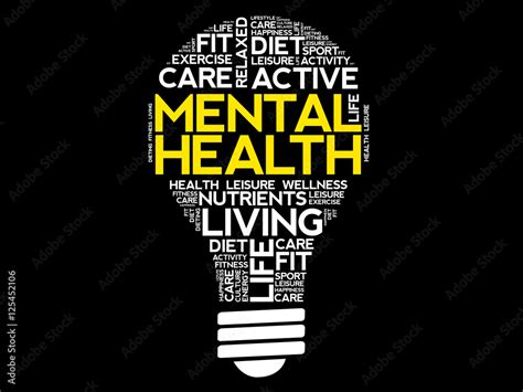 Mental Health Bulb Word Cloud Collage Health Concept Background Stock