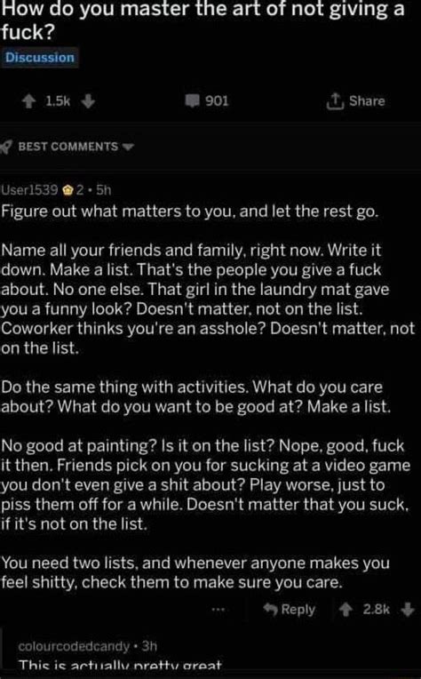 How Do You Master The Art Of Not Giving A Fuck Discussion Share Best