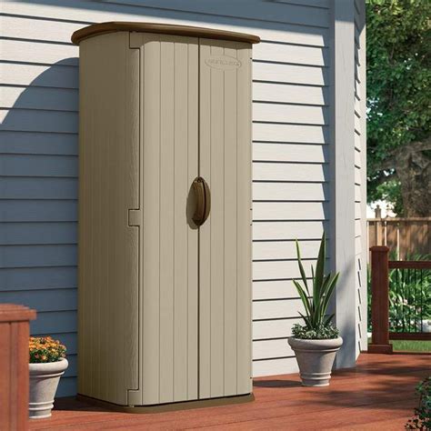 Ideal for smaller spaces such as patios, porches, and balconies, this versatile vertical storage shed offers countless organizational opportunities. Suncast Vertical Outdoor Utility Shed (With images ...