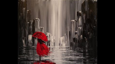 walk   rain step  step acrylic painting  canvas