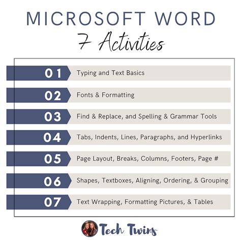Microsoft Word Activities Tech Twins