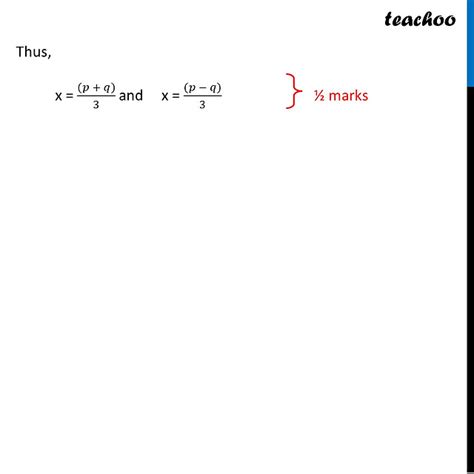 [Class 10 Term 2] Solve for x: 9x² - 6px + (p² - q²) = 0 - Teachoo