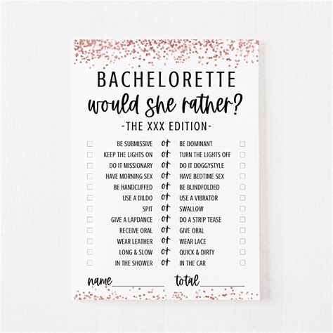 Bachelorette Would She Rather Cards Rose Gold Modern Moh