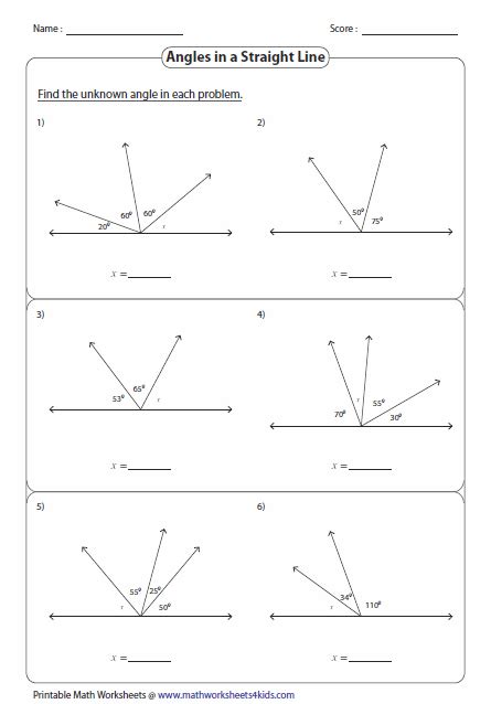 Pairs of Angles Worksheets