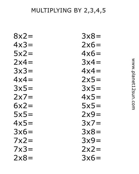 Multiplication Worksheets 3 And 4 Times Tables Multiplication