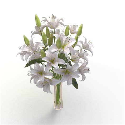 Lily White Flower Vase 3d Model 19 Fbx Obj Max Free3d