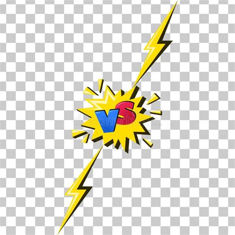 Lightning With Versus Sign Comic Challenge Symbol With Yellow Flash