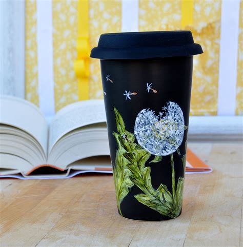 Chalkboard Travel Mug Made To Order Hand Painted Porcelain Eco Cup