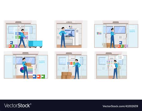 Printing House Polygraphy Industry Composition Vector Image