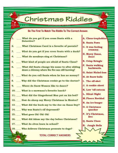 Christmas Riddles Answer Key Magic Of Riddle