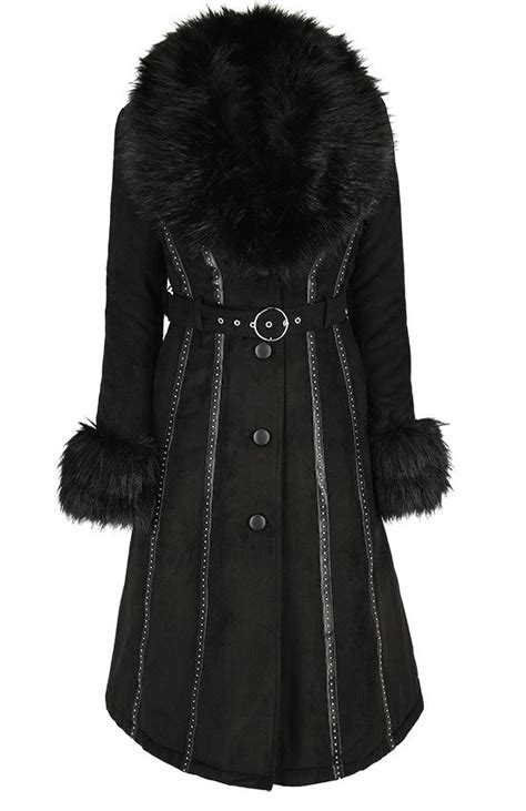 Black Long Gothic Coat With Faux Fur FEMME FATALE COAT Restyle